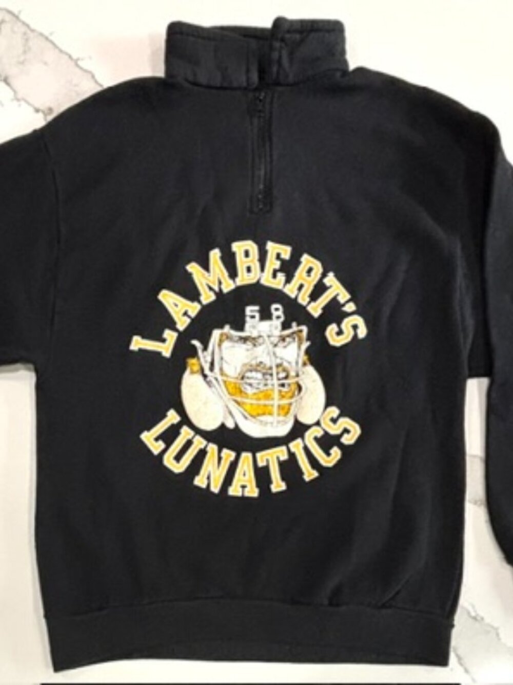 Rare 1984 Jack Lambert -Lambert's Lunatics Sz M Quarter Zip Sweatshirt Steelers